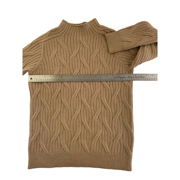 Romeo & Juliet Couture Women's Tan Cable Knit Mock Neck Sweater Size Medium - Picture 7 of 10